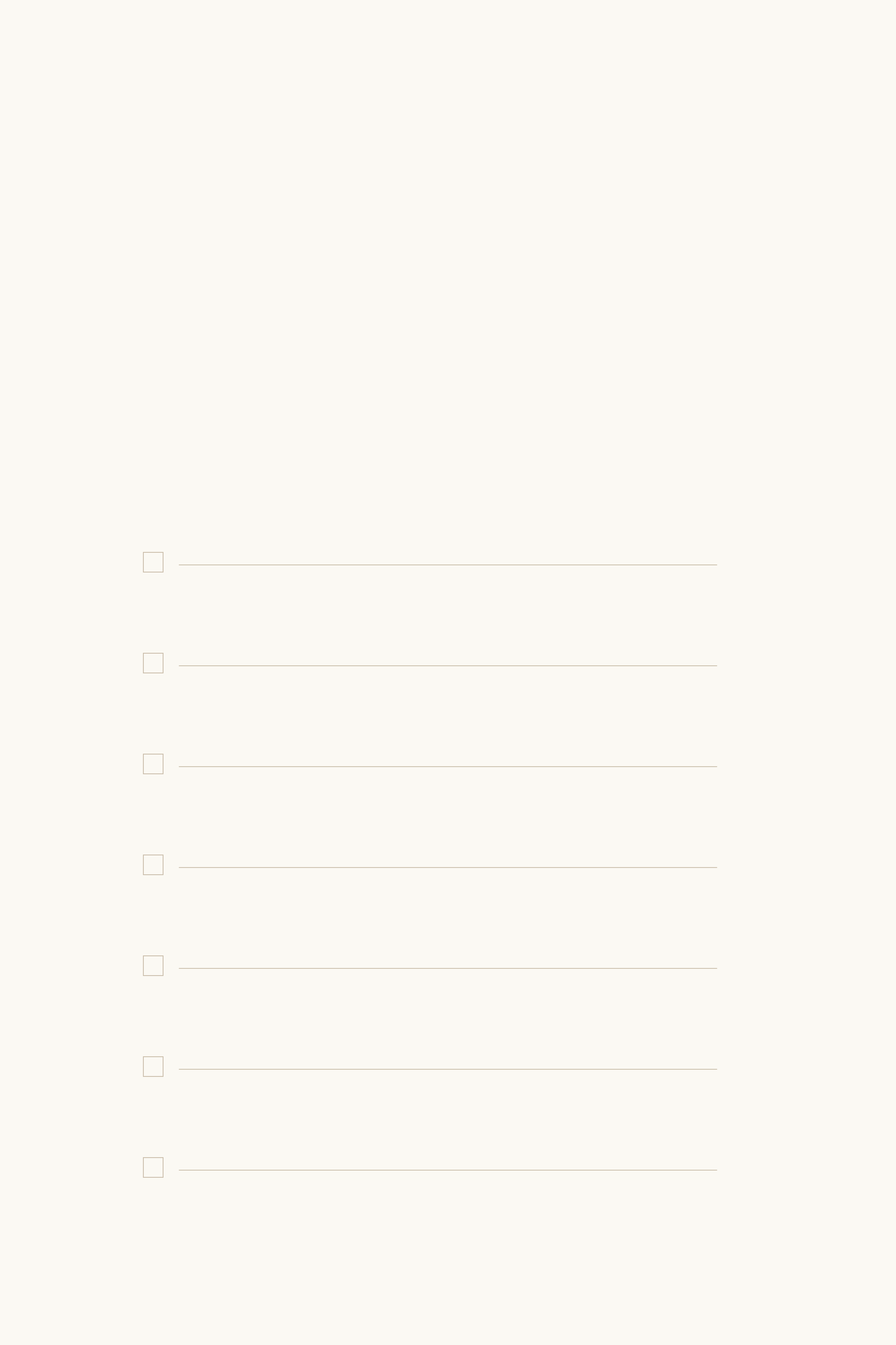 Warm ivory illustrated plate with faint ruled rows and small empty boxes, used as a Pinterest checklist background.